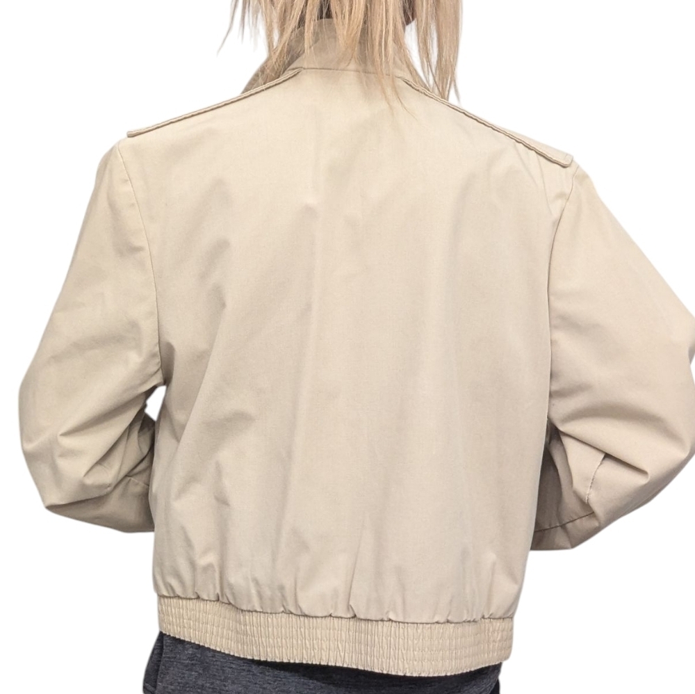 Vintage Jordache USA Beige Bomber Jacket Women’s Small Classic 80s Preppy Coat - Picture 3 of 13